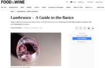 Il Lambrusco Doc protagonista  sull’autorevole magazine online americano “Food&Wine”